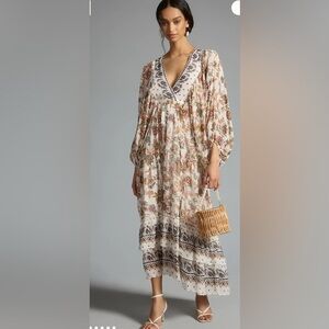 By Anthropologie V-Neck Long-Sleeve Maxi Dress size LP